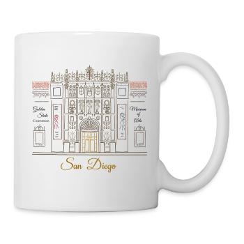 San Diego Illustration, Kunstmuseum handgezeichnet - Tasse - Weiß - Rechts