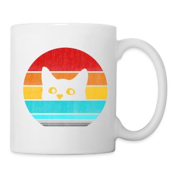 Retro Vintage Katze verstecken – süße Katze Liebhaber T-Shirt - Tasse - Weiß - Rechts