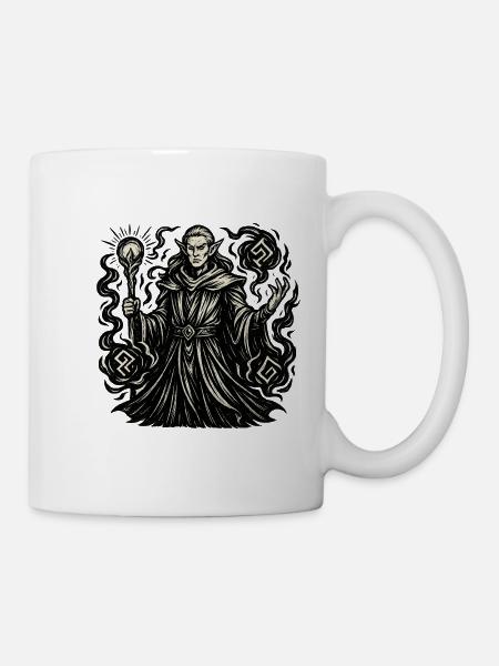 Mystical wizard with symbols - Mug - white