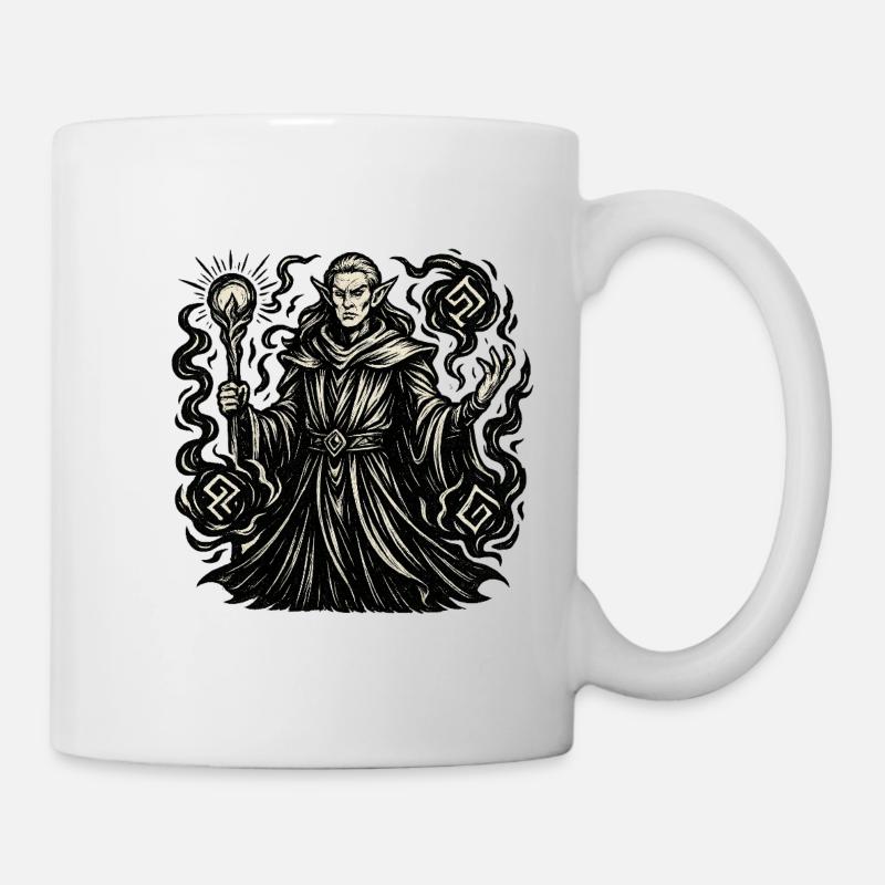 Mystical wizard with symbols - Mug - white
