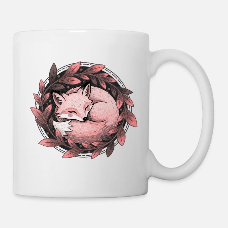 Le renard roux embrassé par les feuilles d’automne - Mug blanc - blanc