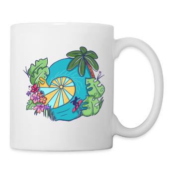 Vague de l’océan tropical avec palmiers – Art estival - Mug blanc - blanc - Droite