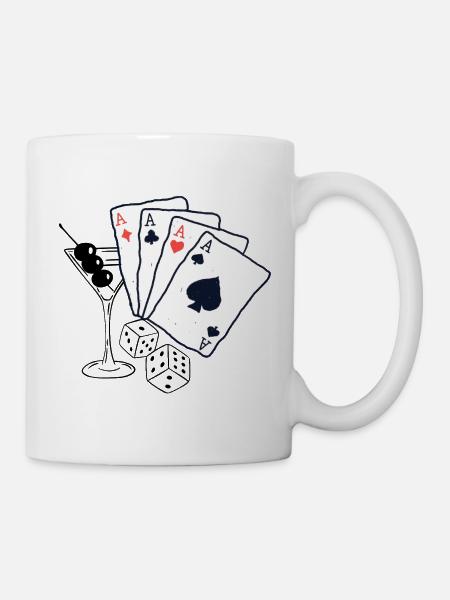 Spielkarten Design mit Ass-Motiven - Tasse - Weiß