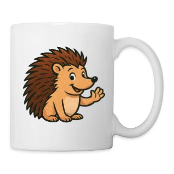 Hérisson mignon avec un visage heureux - Mug blanc - blanc - Droite