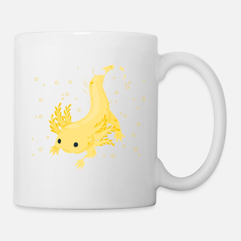 Leuchtendes Geckodesign mit Gelb-Detail - Tasse - Weiß