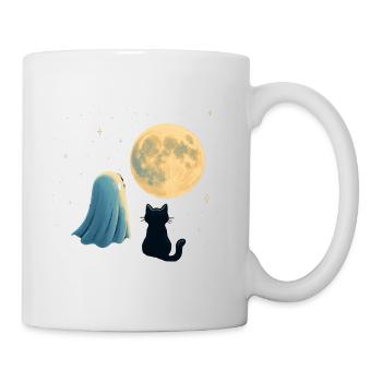 Night macro fantasy with moon and cat - Mug - white - Right