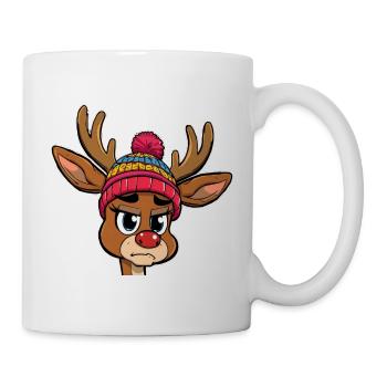 Personnage de renne mignon avec casquette - Mug blanc - blanc - Droite