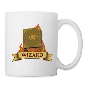 Burning Spellbook – Wizard Cartoon - Mug - white - Right