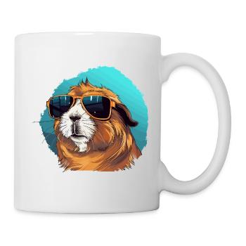 Cochon d’Inde décontracté avec lunettes de soleil - Mug blanc - blanc - Droite