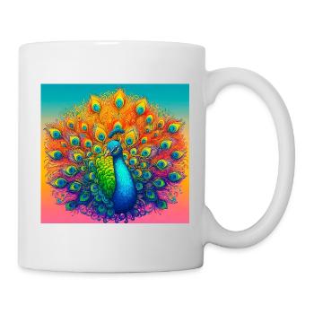 Pfau - Tasse - Weiß - Rechts
