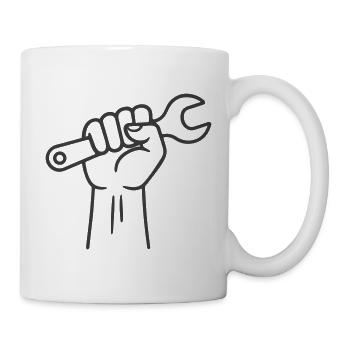 Symbole de la clé à main de l’ouvrier - Mug blanc - blanc - Droite