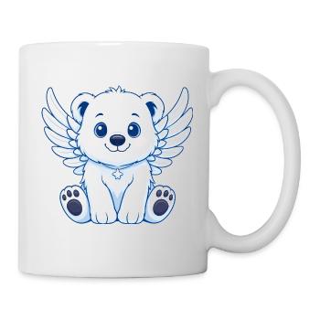 Cute Polar Bear Angel Cartoon with Wings Joy - Mug - white - Right