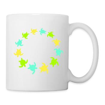 Many Turtles Circle Ring Colorful Round Silhouette - Mug - white - Right