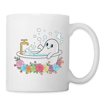 Funny ghost in the flower bath - Mug - white - Right