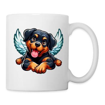 Cute Rottweiler Angel with Wings Cartoon Dog - Mug - white - Right