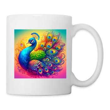 Pfau - Tasse - Weiß - Rechts