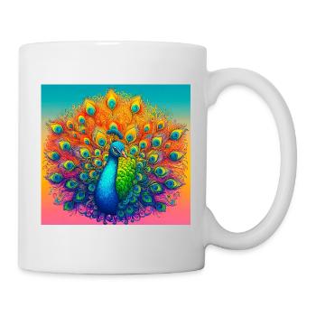 Pfau - Tasse - Weiß - Rechts