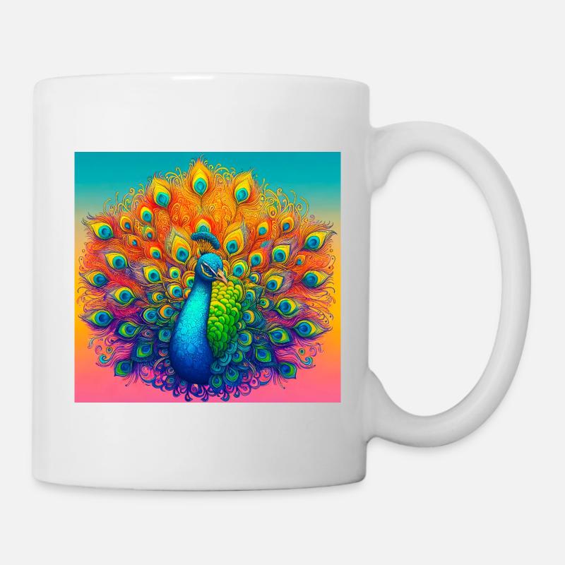 Pfau - Tasse - Weiß