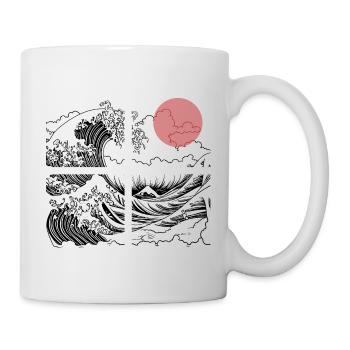 Nachtsonne über Wellen auf dem Ozean - Tasse - Weiß - Rechts