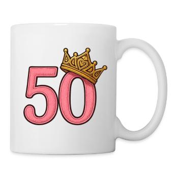 50e anniversaire femme couronne d’or idée cadeau - Mug blanc - blanc - Droite