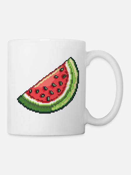 Pixel Wassermelone Slice - Tasse - Weiß