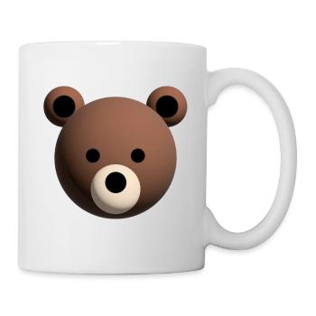 3D Braunbär Gesicht – Niedliches Maskottchen - Tasse - Weiß - Rechts