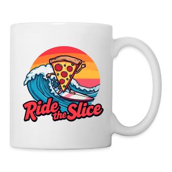 Ride the Slice – Surfing Pizza - Mug blanc - blanc - Droite