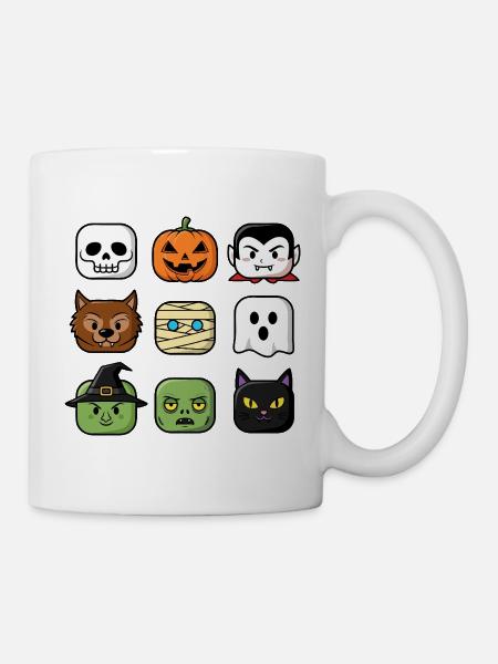Halloween Blocs de construction Têtes Jeunesse Enfant Halloween - Mug blanc - blanc