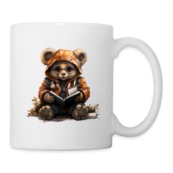 Book Reading Teddy Bear Autumn Outfit - Mug - white - Right