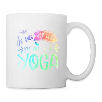 Fille qui aime yoga en aquarelle pastel - Mug blanc - blanc - Droite