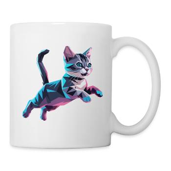 Kätzchen - Cooles Low-Poly-Logo - Tasse - Weiß - Rechts