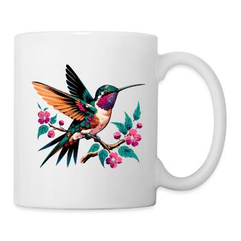 Vibrant Hummingbird on Blooming Branch - Mug - white - Right