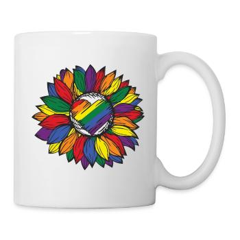 Regenbogen Sonnenblume Pride - Tasse - Weiß - Rechts
