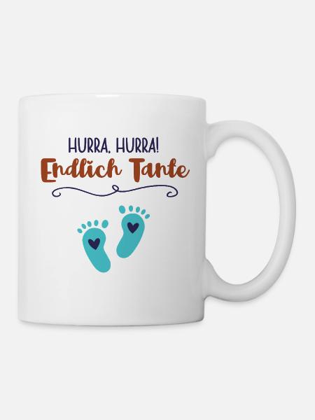 Endlich Tante Neffe Junge Baby Ankündigung - Tasse - Weiß