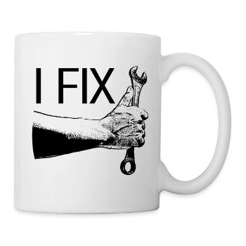 Handwerker mit Schraubenschlüssel - Tasse - Weiß - Rechts