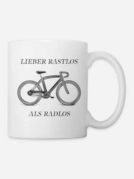 Fahrrad Lieber Rastlos als Radlos  - Tasse - Weiß