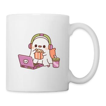 Süßer Geist mit Popcorn und gruseligen Filmen - Tasse - Weiß - Rechts