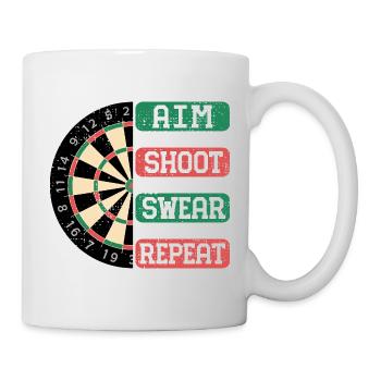 Viser Tirer Porter Répéter Style de jeu de fléchettes - Mug blanc - blanc - Droite