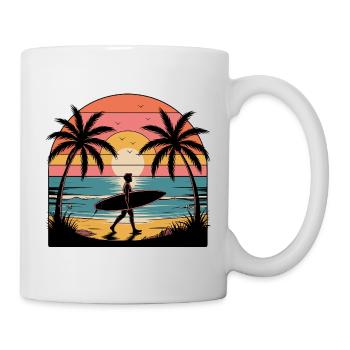 Sunset surfer on the beach - Mug - white - Right