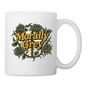 Moralisch graue Rosen Vintage Emblem - Tasse - Weiß - Rechts