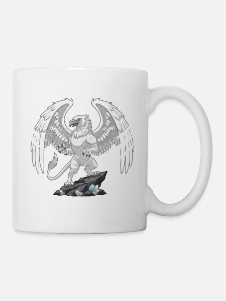 Mythischer Greif auf dem Kristallfelsen - Tasse - Weiß
