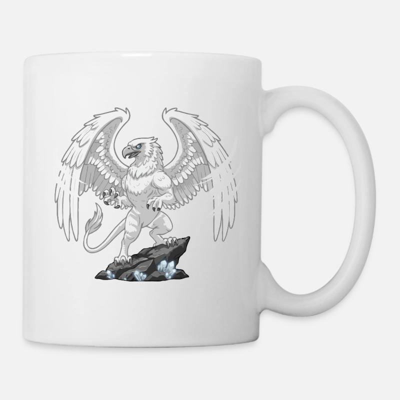 Mythischer Greif auf dem Kristallfelsen - Tasse - Weiß