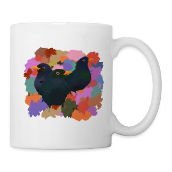 Trois oiseaux sympathiques par une belle journée d’automne - Mug blanc - blanc - Droite
