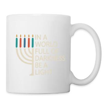 Sei ein Licht, fröhliches Chanukka - Tasse - Weiß - Rechts