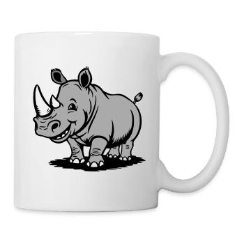 Funny Rhino Cartoon in Gray Style - Mug - white - Right