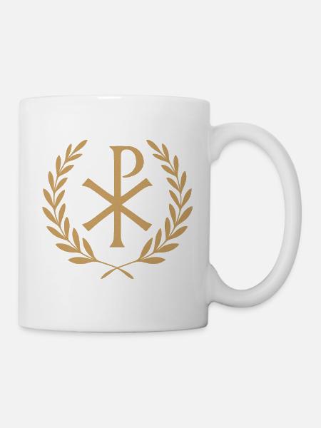 Chi-Rho Kranz Symbol - Tasse - Weiß