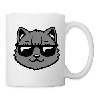 Katze Graue Sonnenbrille Cool Lässig Style Blick - Tasse - Weiß - Rechts