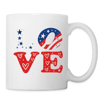 LOVE Tricolor Stars and Hearts - Mug - white - Right