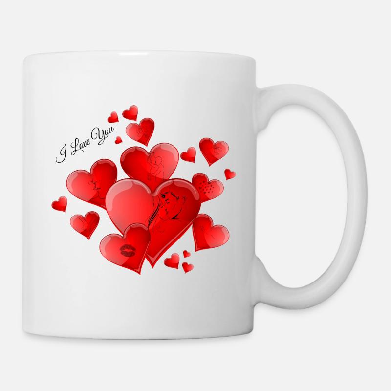 Herzen in Liebe, ich liebe dich - Tasse - Weiß