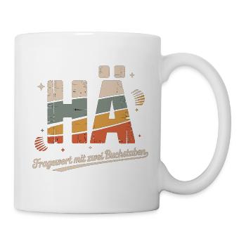 HÄ? Lustiges Retro Shirt mit Kult-Spruch - Tasse - Weiß - Rechts